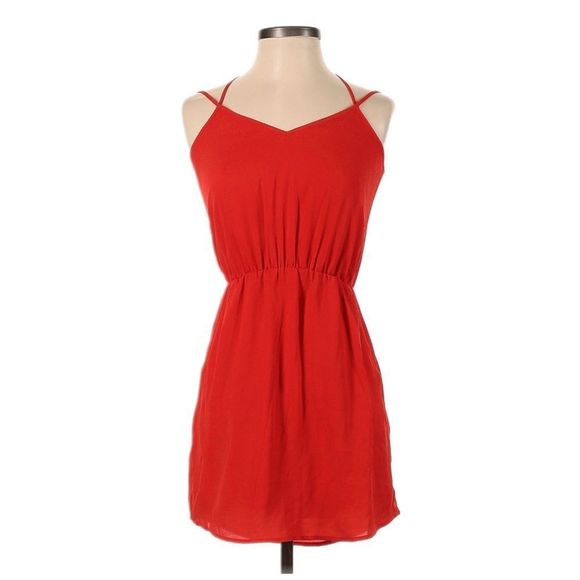 Banana Republic Dresses & Skirts - Banana Republic Mini Dress Delicate Strappy V Neck Pockets Stretchy Red Size 4